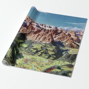 Papier Cadeau Carte de secours des Dolomites vintages Italie