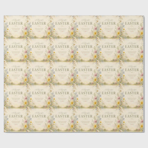 Papier Cadeau Carte de vœux de Pâques Élégante à Fleurs Sauvages