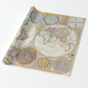 Papier Cadeau Carte de voyage antique vintage Géographie du mond
