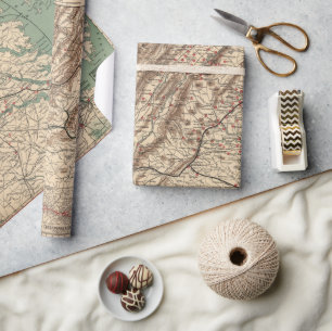 Papier Cadeau Carte des champs de bataille de la guerre civile d