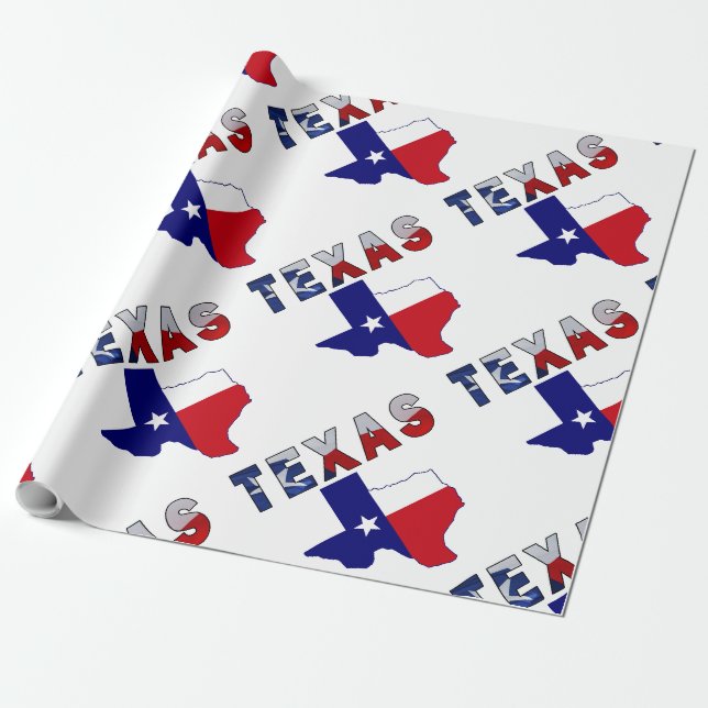 Papier Cadeau Carte des drapeaux avec le Texas (Déroulé)