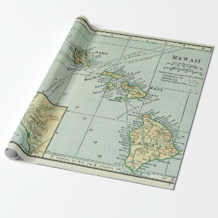 Papier Cadeau Carte des îles de l'Ancien Hawaï (1921) Hawaï Vint