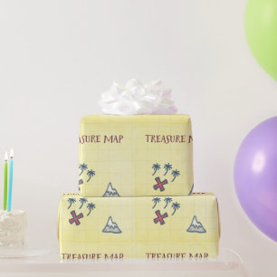 Papier Cadeau Carte des trésors Fête des pirates