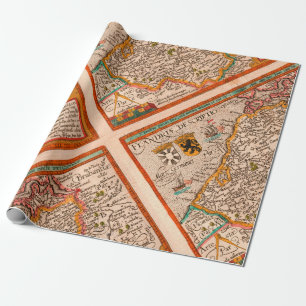 Papier Cadeau Carte du comté de Flandre (1609)