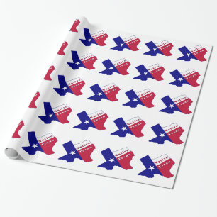 Papier Cadeau Carte du drapeau texan natif
