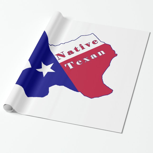 Papier Cadeau Carte du drapeau texan natif (Déroulé)