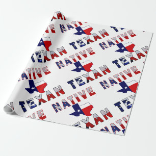 Papier Cadeau Carte du drapeau texan natif