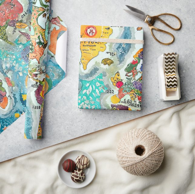 Papier Cadeau Carte du monde  (Artisanat)
