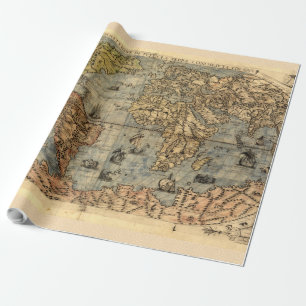 Papier Cadeau Carte du monde antique de Forlani 1565 Cartographi