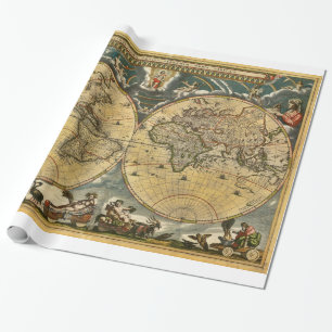 Papier Cadeau Carte du monde antique J. Blaeu 1664