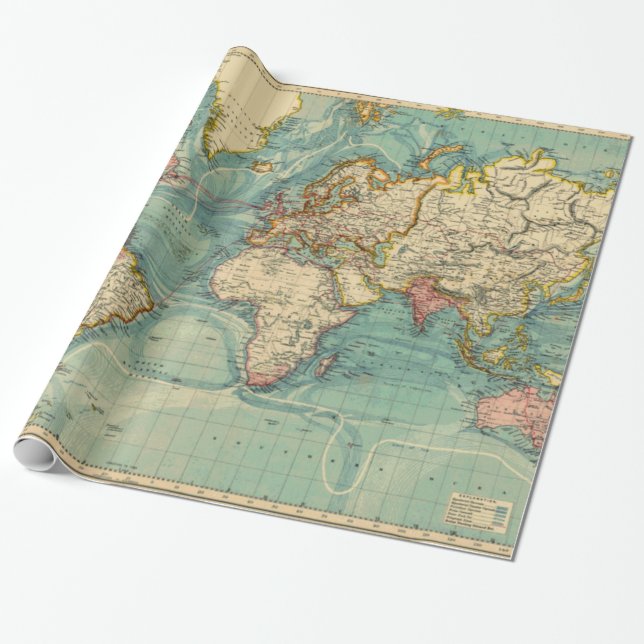 Papier Cadeau Carte du monde vintage (Déroulé)