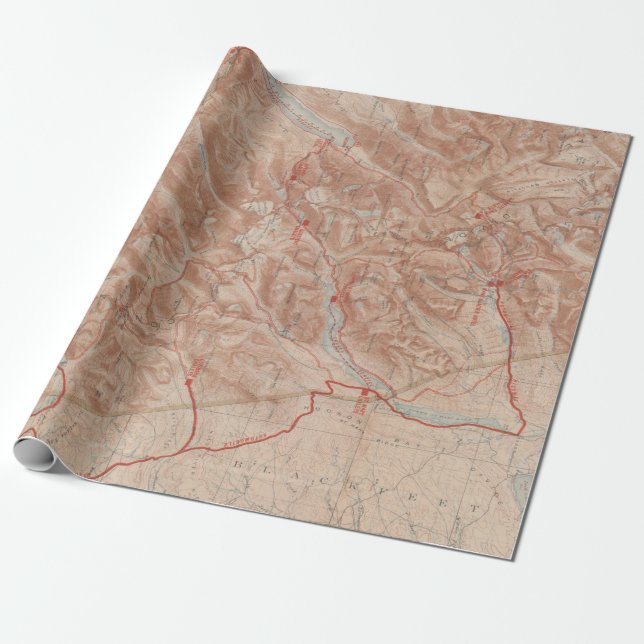 Papier Cadeau Carte du parc national Old Glacier (1914)  (Déroulé)
