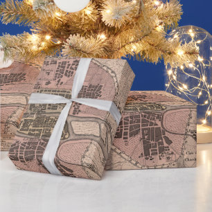 Papier Cadeau Carte du Vieux Paris France (1869) Capitale Vintag