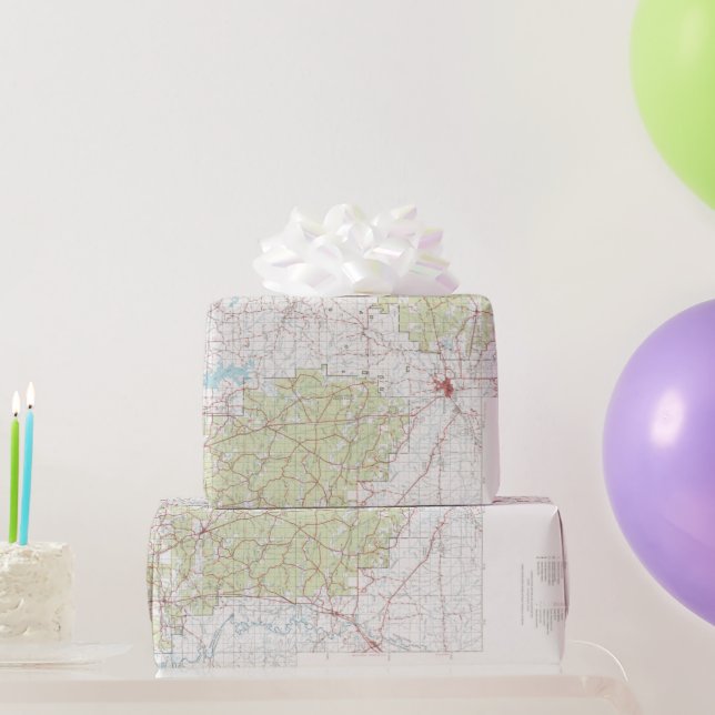 Papier Cadeau Carte forestière nationale Old Kisatchie (1967)  (Cadeaux de fête)