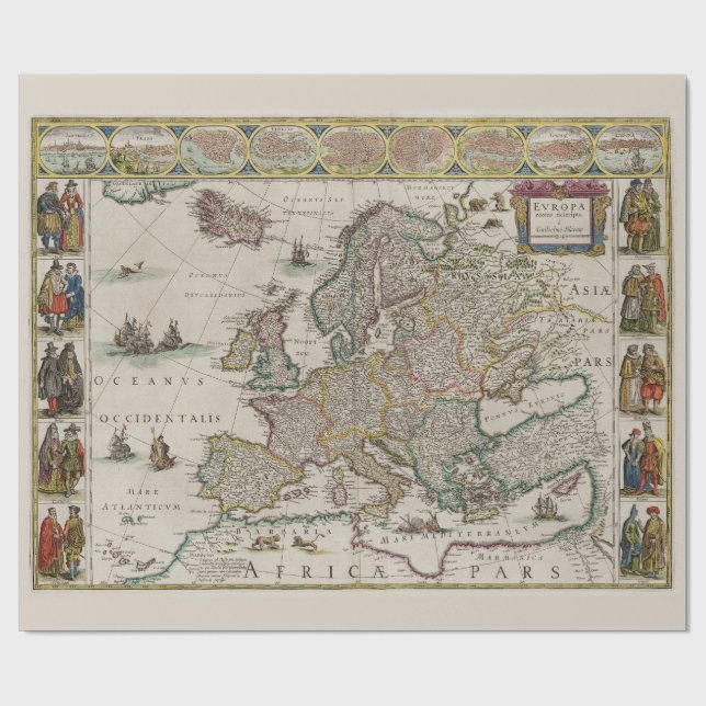 Papier Cadeau Carte historique de l'Europe médiévale (par Willem (Plat)