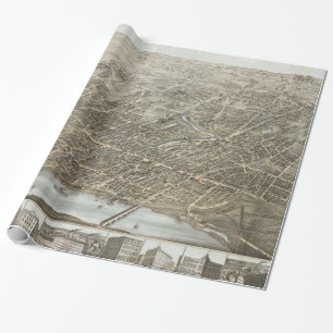 Papier Cadeau Carte imagée vintage de Hartford CT (1877)