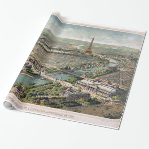 Papier Cadeau Carte imagée vintage de Paris (1900)