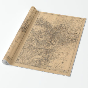 Papier Cadeau Carte militaire nord-est la Virginie avec les