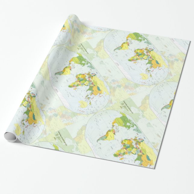 Papier Cadeau Carte mondiale Globe Pays Atlas (Déroulé)