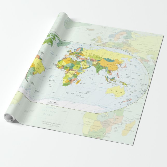 Papier Cadeau Carte mondiale Globe Pays Atlas (Déroulé)