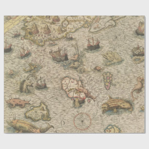 Papier Cadeau Carte nautique vintage