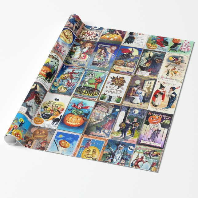 Papier Cadeau Carte postale de cru de Halloween (Déroulé)