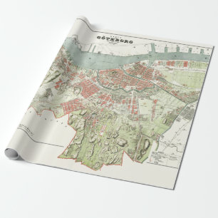 Papier Cadeau Carte vintage de Gothenburg, Suède