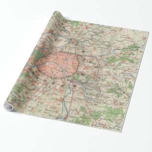 Papier Cadeau Carte vintage de la proximité de Paris France