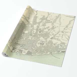 Papier Cadeau Carte vintage de Lisbonne Portugal (1895)