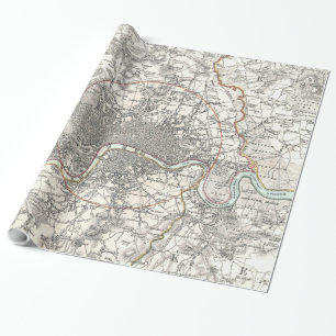 Papier Cadeau Carte vintage de Londres Angleterre (1832)