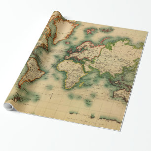 Papier Cadeau Carte vintage du monde (1911) - stylisé