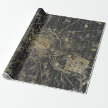 Papier Cadeau Carte Vintage Gris et huile d'or<br><div class="desc">Papier d'emballage gris et or antique.</div>