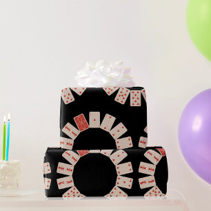 Papier Cadeau Cartes à jouer de cœur en cercle