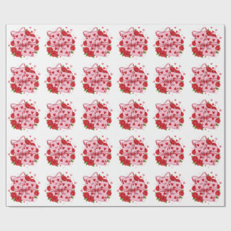 Papier Cadeau Cartes à jouer vintage Cœurs Saint-Valentin Coquet