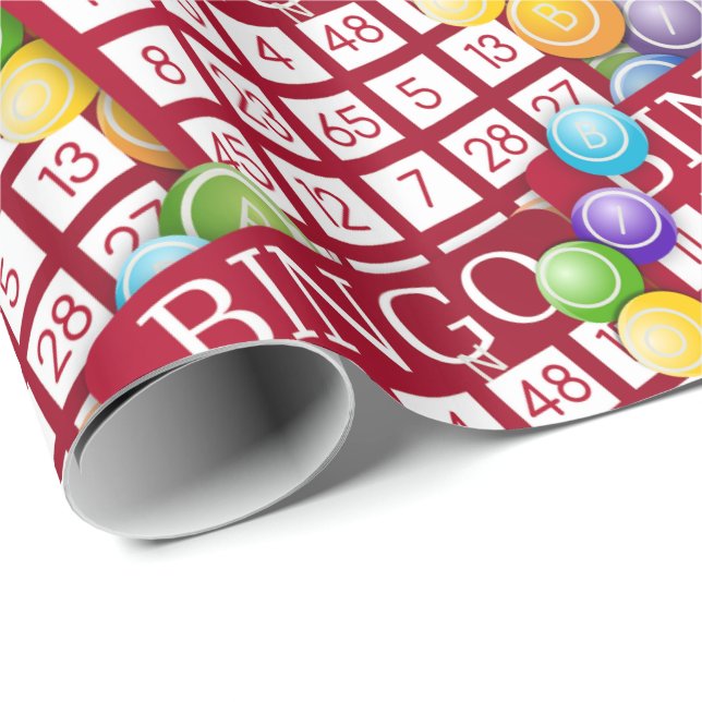 Papier Cadeau Cartes De Bingo Et Ballons De Bingo Grande Impress (Coin rond)