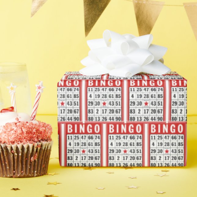 Papier Cadeau Cartes de bingo rouges et blanches (Fête d'anniversaire)