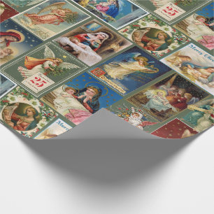 Papier Cadeau Cartes de Noël antiques Baby Jesus Angels Nativité