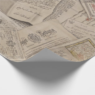 Papier Cadeau Cartes des lettres des journaux vintages