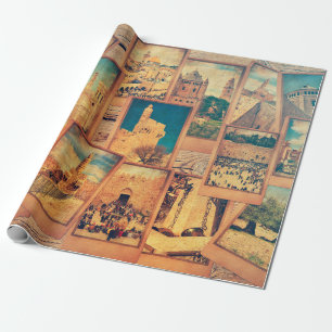 Papier Cadeau cartes photos vintages sur l'ancien arrière - plan