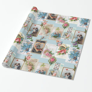 Papier Cadeau Cartes victoriennes romantiques de Valentine