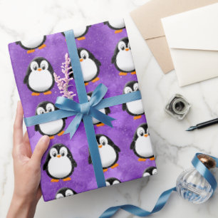 Papier Cadeau Carton en pingouin mignon personnalisé Aquarelle p