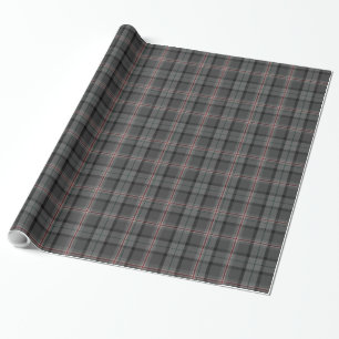 Papier Cadeau Carton noir gris gris rouge Tartan Plaid