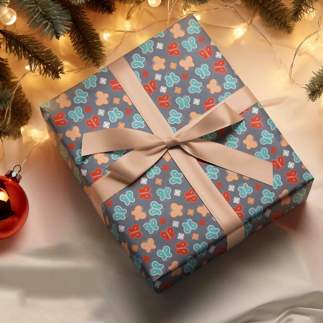 Papier Cadeau Cartoon à papillon multicolore (butterfly cartoon birthday packing gift wrap,gift wrapping paper,return gift wrap paper,paper gift)