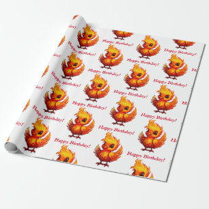 Papier Cadeau Cartoon de feu adorable Bébé Phoenix