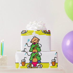 Papier Cadeau Cartoon Kid Savourez un repas avec du jus et des o