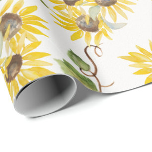 Papier Cadeau Cas de Sunflower Watercolor Wrapping Paper