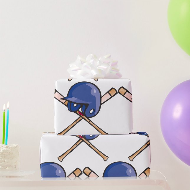 Papier Cadeau Casque de baseball et chauves-souris (Créateur téléchargé)