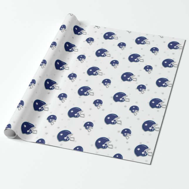 Papier Cadeau Casque de football bleu Motif enfants (Déroulé)