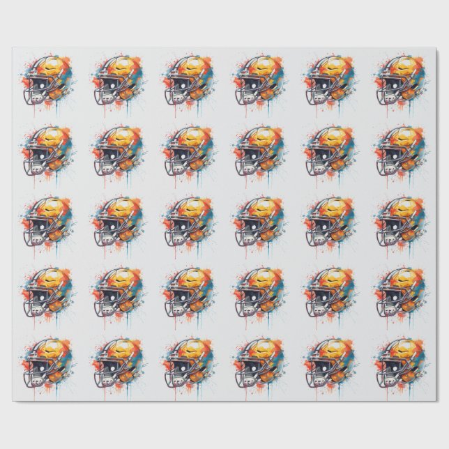 Papier Cadeau Casque de football motivationnel inspirant  (Plat)