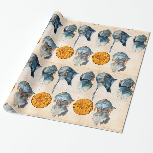 PAPIER CADEAU CASQUE DE NUIT AVEC FORINT D'OR ANTIQUE FLORENTINE (Déroulé)